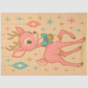 Bubblegum Pink Reindeer   Retro Christmas Kitschy Tissue Paper