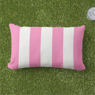 Bubblegum Pink White Wide Cabana Stripe Lumbar Pillow