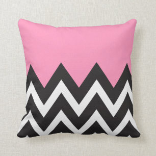 Bubblegum Pink with black and white Chevron Throw Pillow