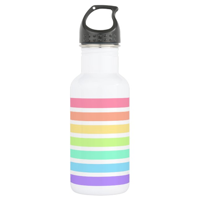 Bubblegum rainbow and white stripes 532 ml water bottle (Front)