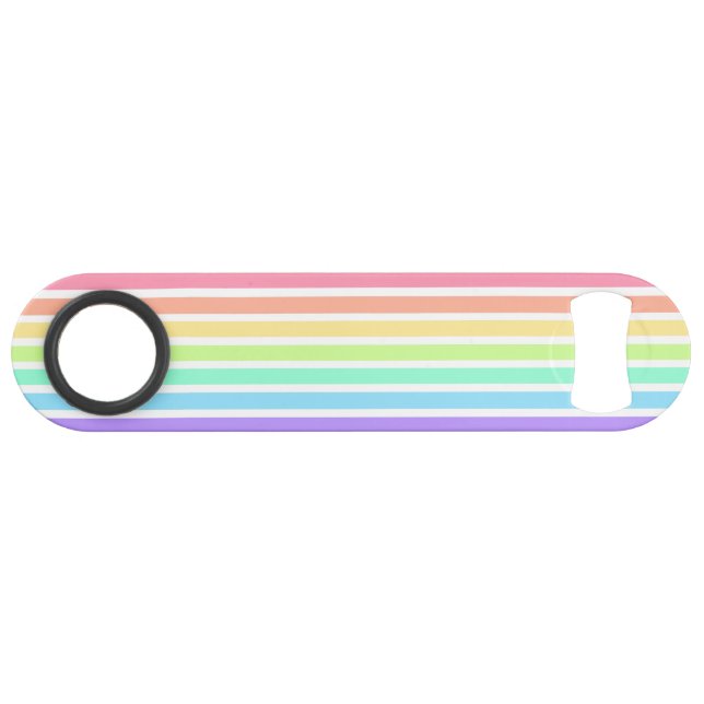Bubblegum rainbow and white stripes bar key (Front (Horizontal))