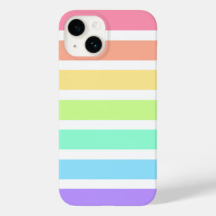 Bubblegum rainbow and white stripes Case-Mate iPhone 14 case