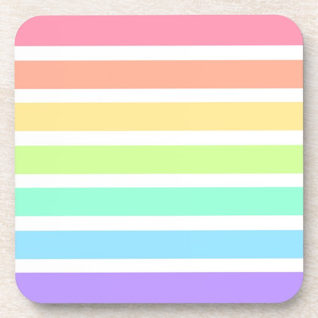 Bubblegum rainbow and white stripes coaster (Front)
