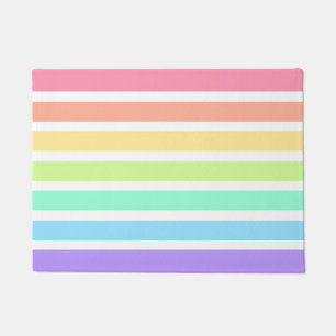 Bubblegum rainbow and white stripes doormat