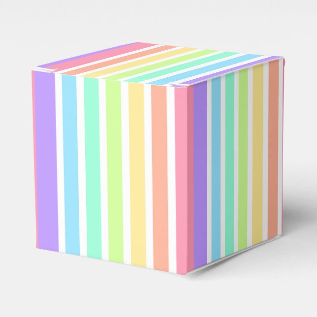 Bubblegum rainbow and white stripes favor box (Front Side)