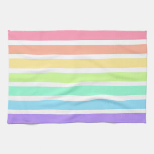 Bubblegum rainbow and white stripes kitchen towel