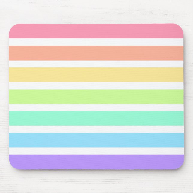 Bubblegum rainbow and white stripes mouse pad (Front)