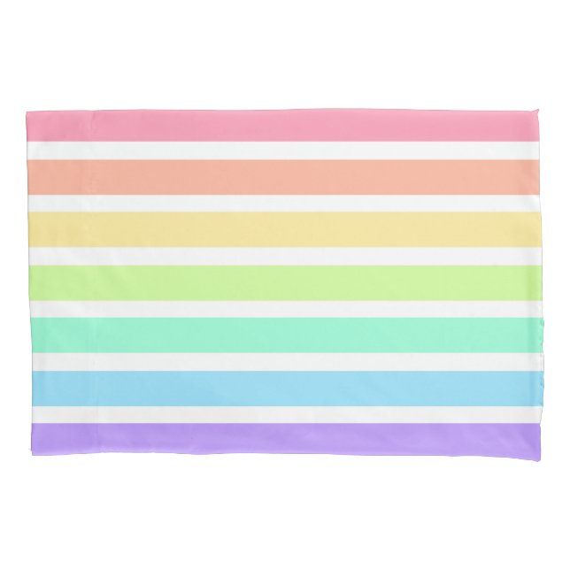 Bubblegum rainbow and white stripes pillowcase (Front)