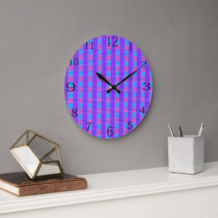 Bubblegum Tartan Print, Large Clock