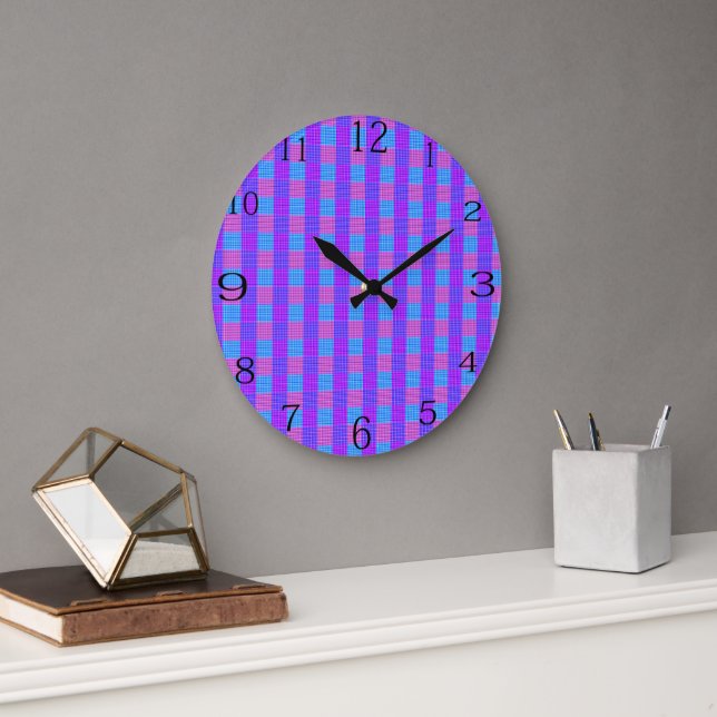 Bubblegum Tartan Print, Large Clock (Office)