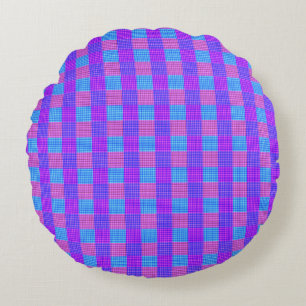 Bubblegum Tartan Print, Round Pillow