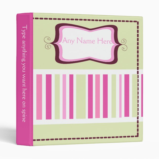 Bubblegum Trendy Stripe Modern Dot Customized Binder (Front/Spine)