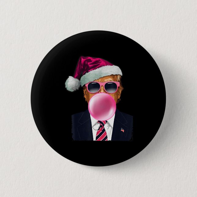 Bubblegum Trump Blowing Bubble Gum Christmas Nk Tr 2 Inch Round Button (Front)