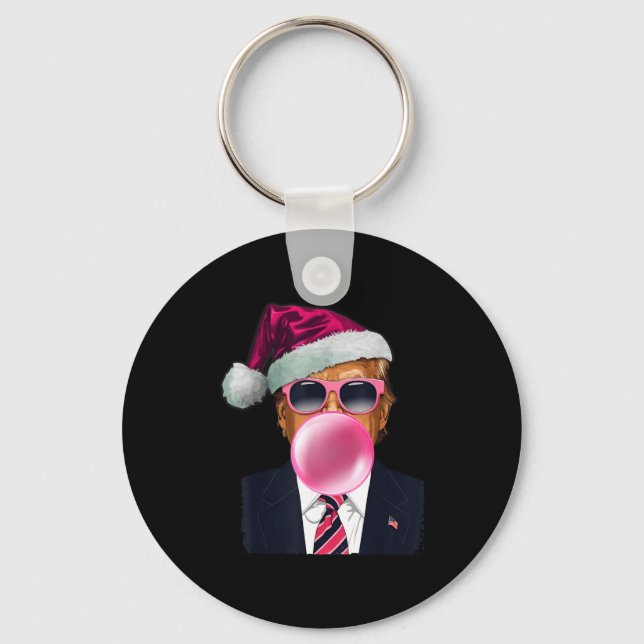Bubblegum Trump Blowing Bubble Gum Christmas Nk Tr Keychain (Front)