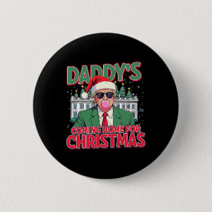 Bubblegum Trump Blowing Bubble Gum Christmas Pink 2 Inch Round Button