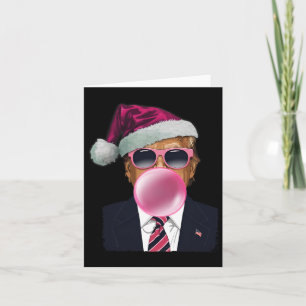 Bubblegum Trump Blowing Bubble Gum Christmas Pink Card