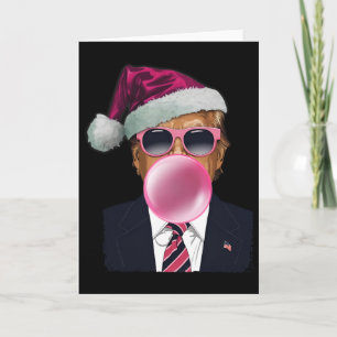 Bubblegum Trump Blowing Bubble Gum Christmas Pink Card