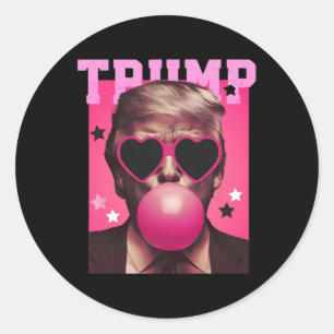 Bubblegum Trump Blowing Bubble Gum Christmas Pink  Classic Round Sticker