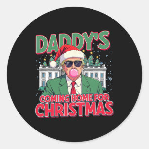 Bubblegum Trump Blowing Bubble Gum Christmas Pink Classic Round Sticker