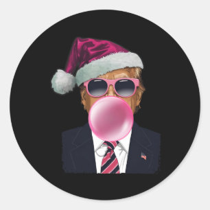 Bubblegum Trump Blowing Bubble Gum Christmas Pink Classic Round Sticker