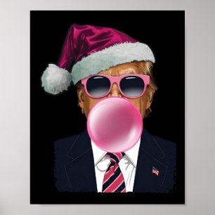 Bubblegum Trump Blowing Bubble Gum Christmas Pink  Poster
