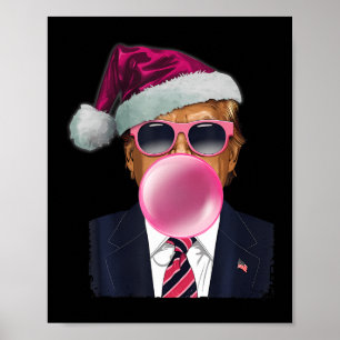 Bubblegum Trump Blowing Bubble Gum Christmas Pink  Poster
