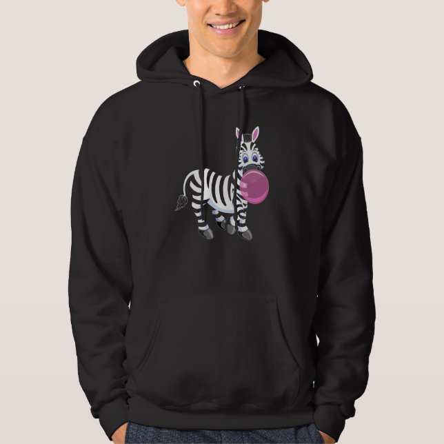 Bubblegum Zebra Cute Zoo Animal Hoodie (Front)