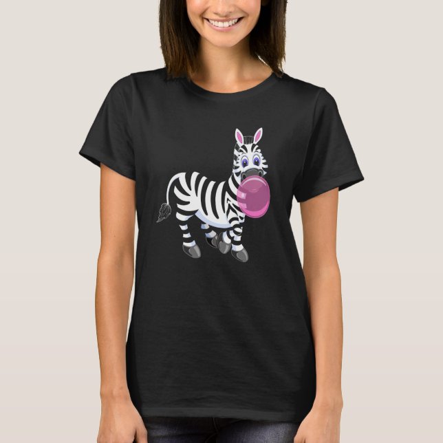 Bubblegum Zebra Cute Zoo Animal T-Shirt (Front)