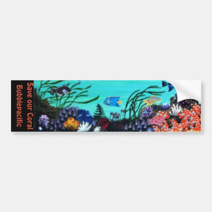 Bubblepacific bumper stickers, save our coral sticker