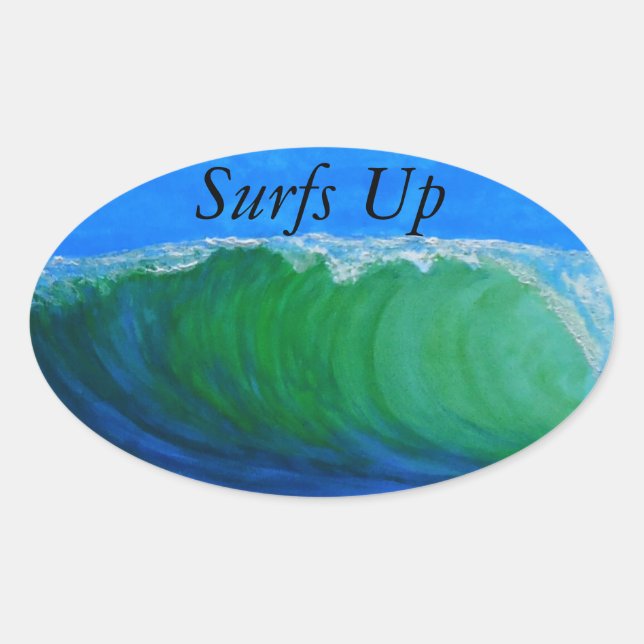 Bubblepacific bumper stickers, surfs UP Oval Sticker (Front)