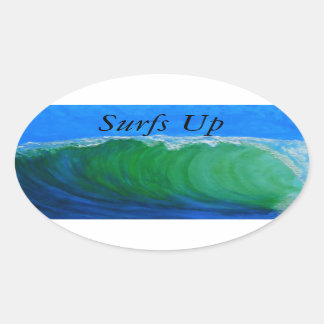 Bubblepacific bumper stickers, surfs UP Oval Sticker