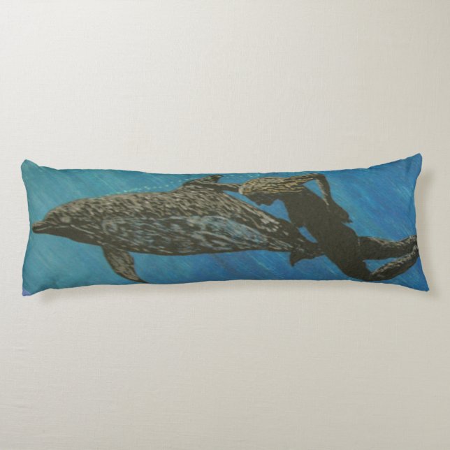 Bubblepacific pillows, swimming with dolphins body pillow (Back)