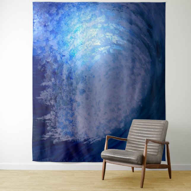 Bubblepacific wall tapestry, painting, in the curl tapestry (In Situ)