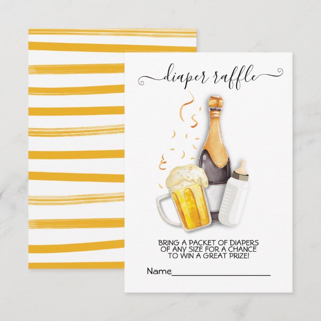 Bubbles and beer diaper raffle card (Front/Back)