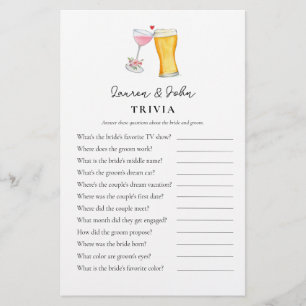 Bubbles and Brew  Couple's Shower Trivia games
