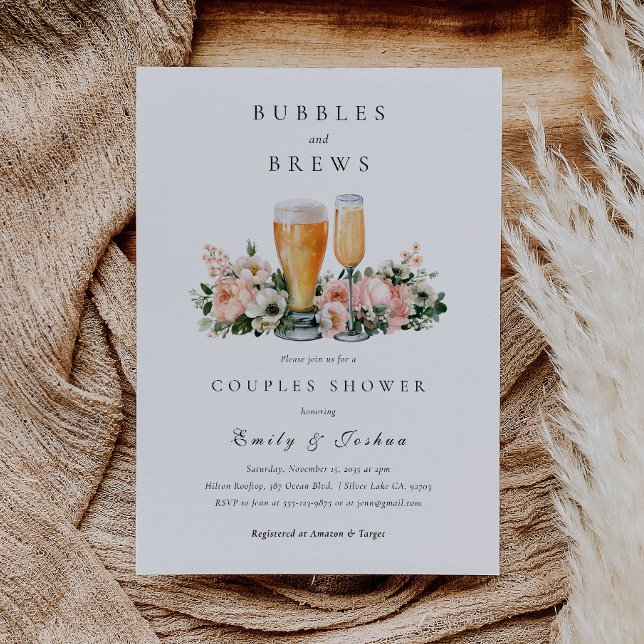 Bubbles and Brews Couples Shower Invitation (Creator Uploaded)