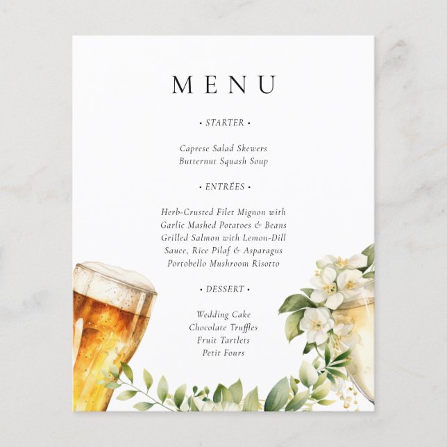 Bubbles and Brews Couples Shower Menu (Front)