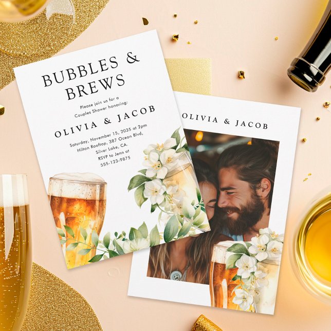 Bubbles and Brews Couples Shower Photo Invitation (Creator Uploaded)