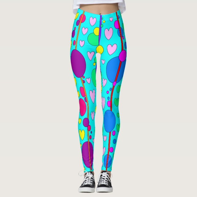 Bubbles and Hearts Leggings (Front)