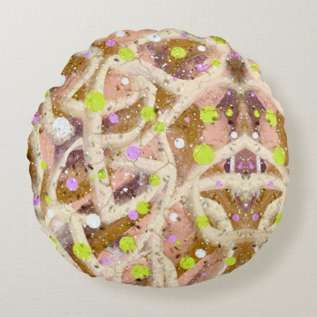 Bubbles and lines baby bib round pillow (Front)