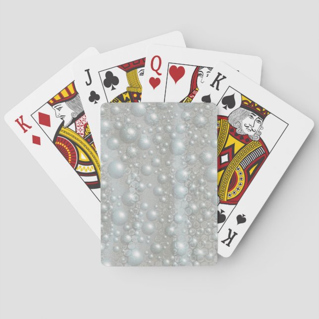 Bubbles and Pearls Silver Blue White Playing Cards (Back)