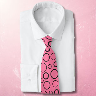 Bubbles and rings, black circles on pink tie
