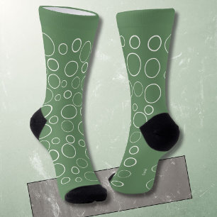 Bubbles and rings, white circles on green socks
