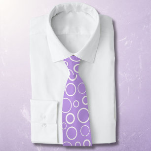 Bubbles and rings, white circles on lavender tie
