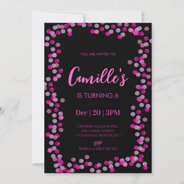 Bubbles Birthday Party Invitation (Front)