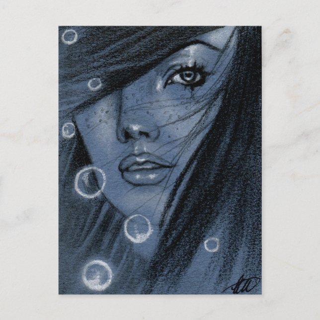Bubbles blue mermaid Postcard (Front)