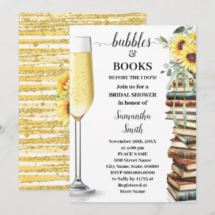Bubbles & Book Before I do Sunflower Bridal Shower Invitation