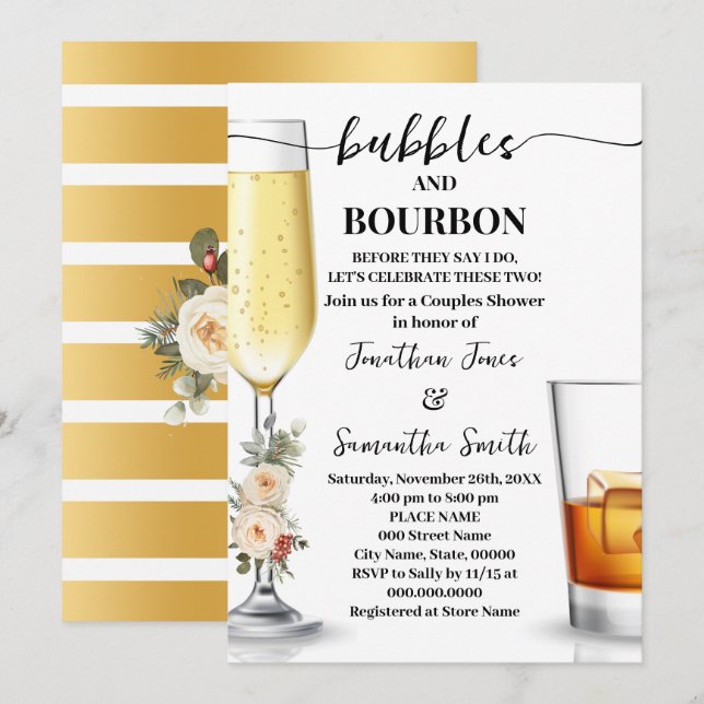 Bubbles & Bourbon Before I do Winter Shower Invitation (Front/Back)