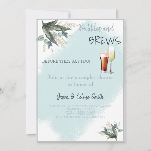 Bubbles & Brews Couples Wedding shower Invitation (Devant)
