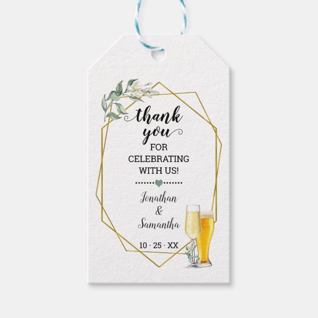 bubbles &  brews favour tag greenery bridal shower (Front)